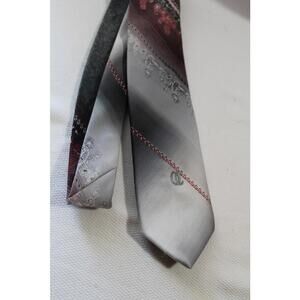 Vintage OLEG CASSINI Gray & Maroon 1960s Necktie, 3 X 53 Inches, Boys Tie